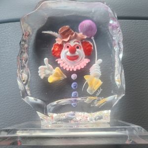 Vintage Wald Lucite Acrylic Clown Paperweight